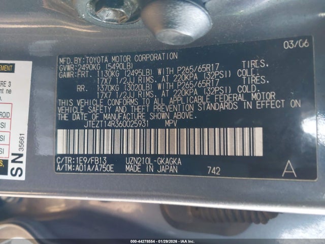 2006 TOYOTA 4RUNNER JTEZT14R360025931 Photo 8