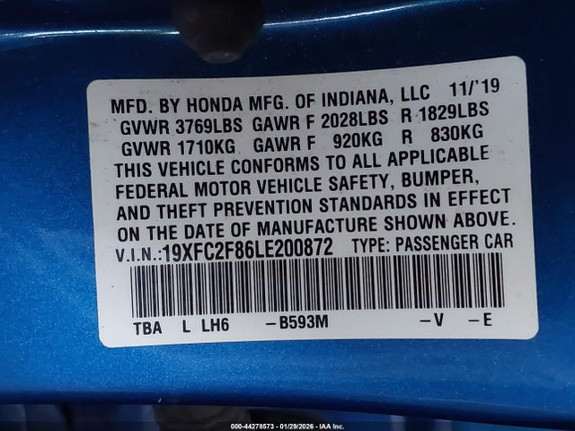 Honda Civic Sport 2020 19XFC2F86LE200872 Image 9