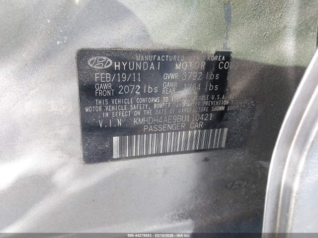 44278583 :رقم المزاد ، KMHDH4AE9BU110421 vin ، 2011 Hyundai Elantra Gls (ulsan Plant) مزاد بيع