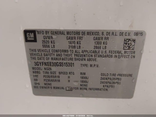 2016 CADILLAC SRX 3GYFNEE30GS515301 Photo 8