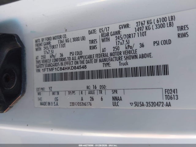 Ford F-150 Xl 2017 1FTMF1C84HKD84548 Image 9