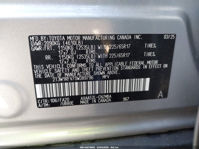 2T3W1RFV7SW389796 Toyota Rav4 Xle