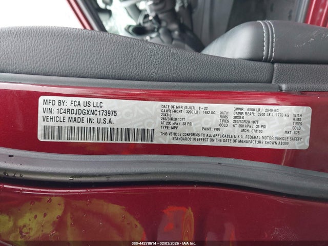 Dodge Durango Gt Awd 2022 1C4RDJDGXNC173975 Image 9