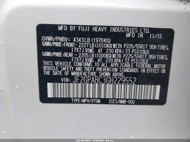 Subaru Crosstrek 2.0i Premium 2016 JF2GPABC3GH229552 Image 9
