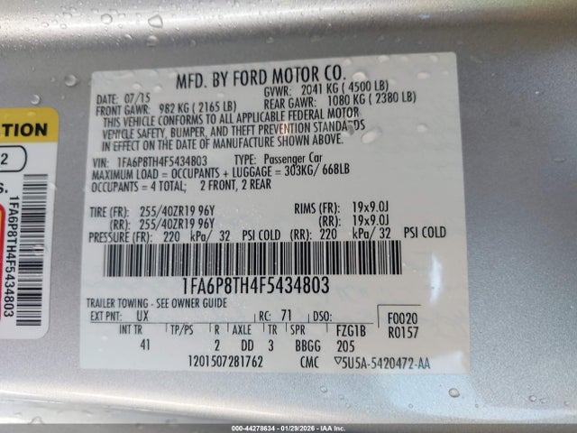 Ford Mustang Ecoboost 2015 1FA6P8TH4F5434803 Image 9