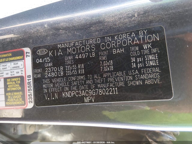 KIA Sportage Ex 2016 KNDPC3AC9G7802211 Image 9