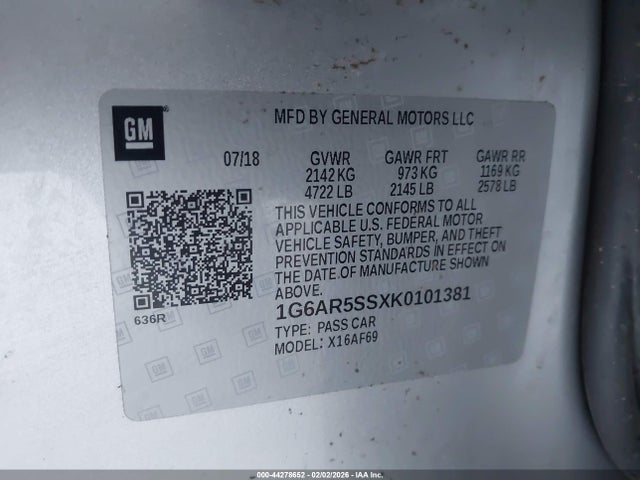 1G6AR5SSXK0101381 Cadillac CTS LUXURY