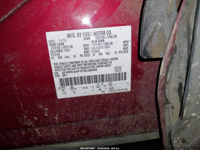 Ford EDGE SPORT 2015 2FMPK3AP1FBC26928 Image 9