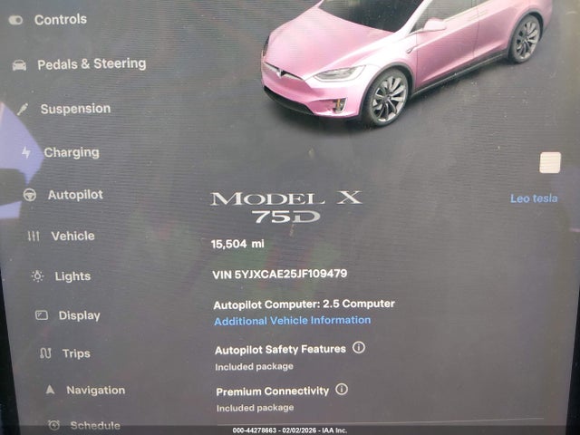 5YJXCAE25JF109479 Tesla Model X 100d/75d/p100d