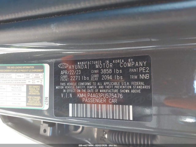 KMHLP4AG3PU575476 Hyundai Elantra Limited