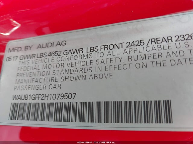 2017 AUDI S3 WAUB1GFF2H1079507 Photo 8