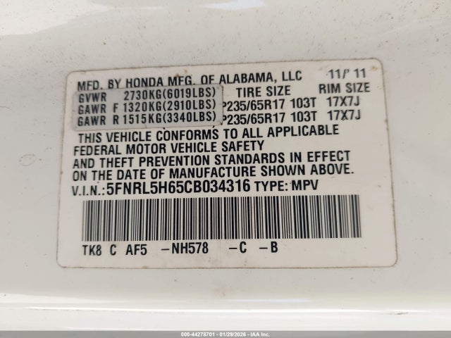 2012 HONDA ODYSSEY 5FNRL5H65CB034316 Photo 8