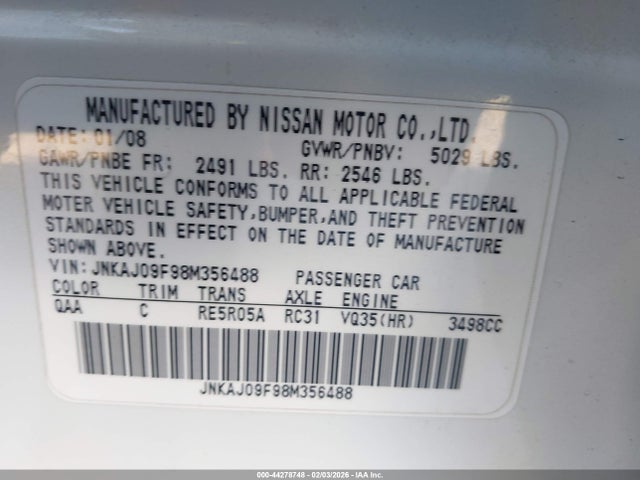 2008 INFINITI EX35 JNKAJ09F98M356488 Photo 8