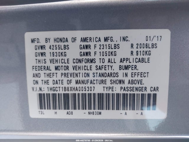 1HGCT1B8XHA005307 Honda Accord Ex-l