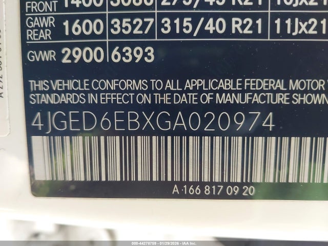 4JGED6EBXGA020974 Mercedes-Benz Gle 450 Amg Coupe 4matic