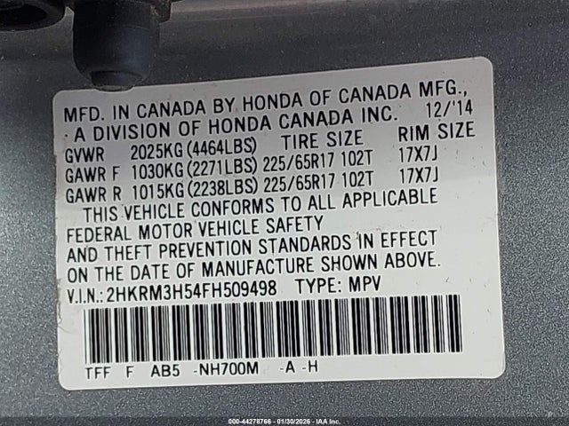 2HKRM3H54FH509498 Honda CR-V EX