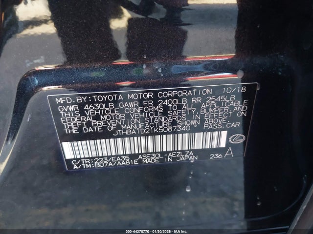 2019 LEXUS IS 300 JTHBA1D21K5087340 Photo 8