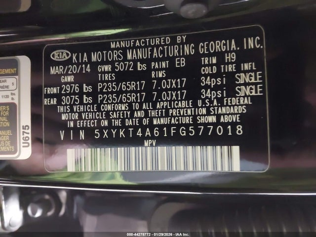 2015 KIA SORENTO 5XYKT4A61FG577018 Photo 8