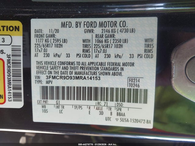 3FMCR9D93MRA14153 Ford Bronco Sport Badlands