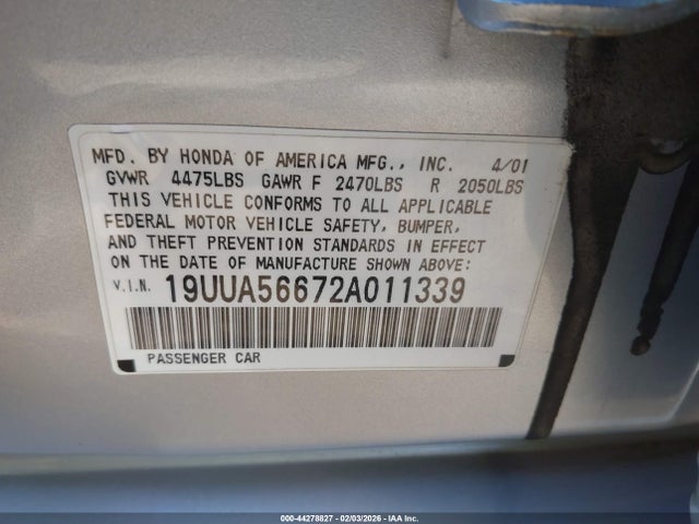 Aukcja sprzedaży 2002 Acura Tl 3.2, vin: 19UUA56672A011339, numer aukcji: 44278827