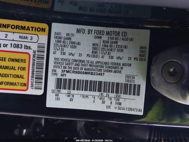 3FMCR9B69MRB23497 Ford Bronco Sport Big Bend
