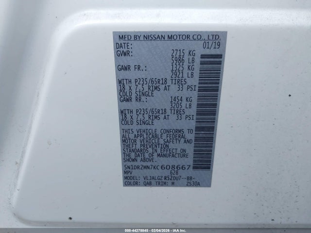 Nissan Pathfinder Sl 2019 5N1DR2MN7KC608667 Image 9