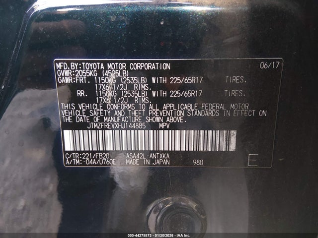JTMZFREVXHJ144885 Toyota RAV4 LE