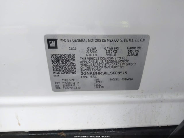 3GNKBHRS0LS608515 Chevrolet Blazer Awd 2lt