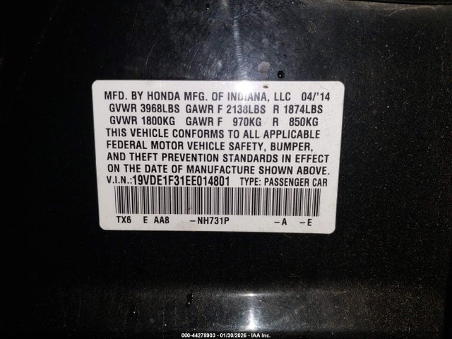 2014 ACURA ILX 19VDE1F31EE014801 Photo 8