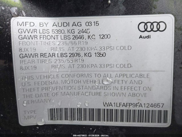 2015 AUDI Q5 WA1LFAFP9FA124657 Photo 8