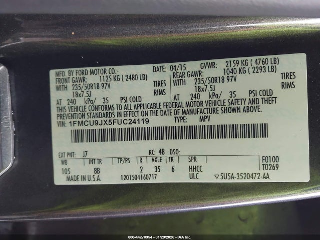 1FMCU9JX5FUC24119 Ford Escape Titanium