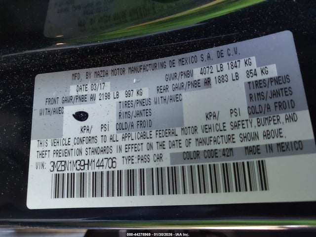 3MZBN1M39HM144706 Mazda Mazda3 Grand Touring