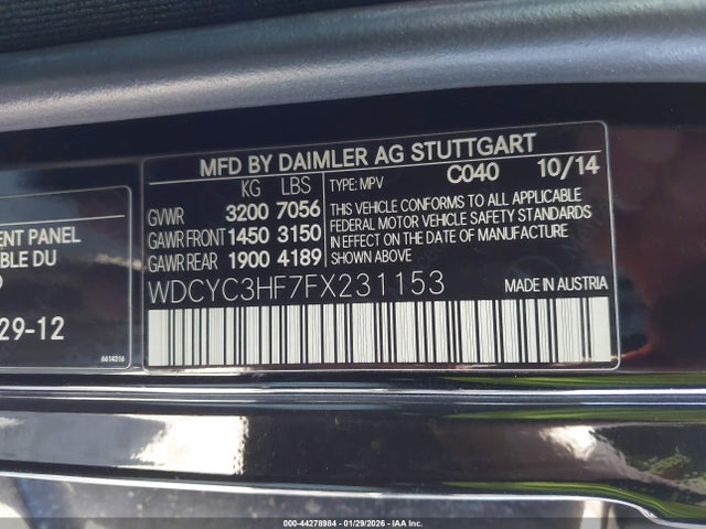 WDCYC3HF7FX231153 Mercedes-Benz G 550 4matic