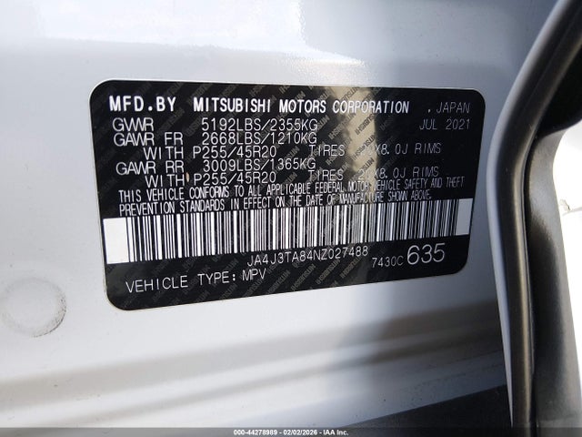 2022 MITSUBISHI OUTLANDER JA4J3TA84NZ027488 Photo 8