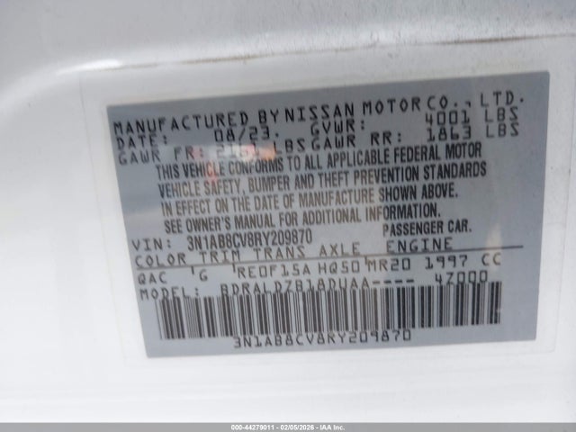 3N1AB8CV8RY209870 Nissan Sentra Sv Xtronic Cvt