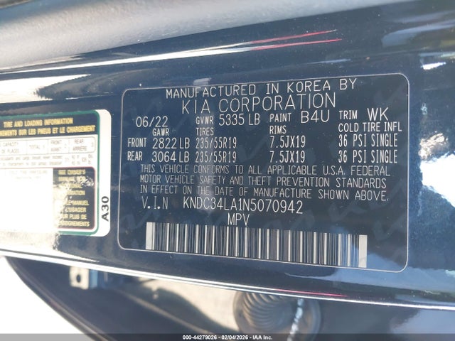 KNDC34LA1N5070942 KIA Ev6 Wind