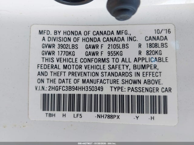 2HGFC3B94HH350349 Honda Civic Touring