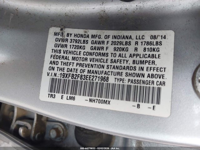 Honda CIVIC EX 2014 19XFB2F83EE271968 Image 9