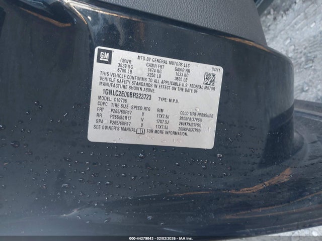 2011 CHEVROLET TAHOE 1GNLC2E00BR323723 Photo 8