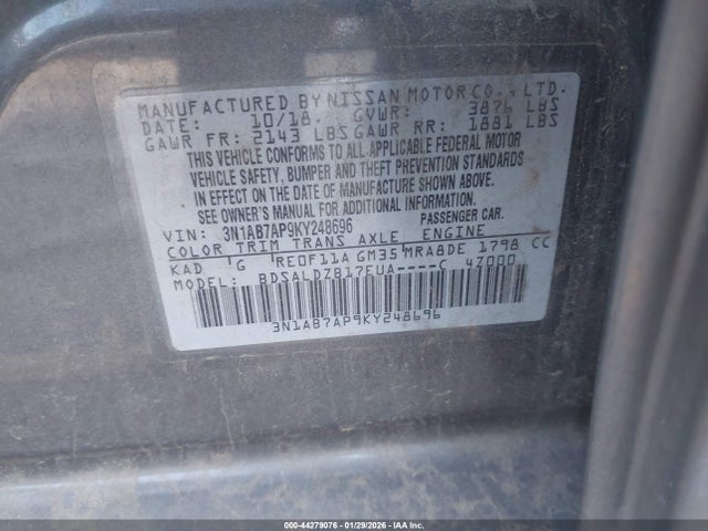 3N1AB7AP9KY248696 Nissan SENTRA SV