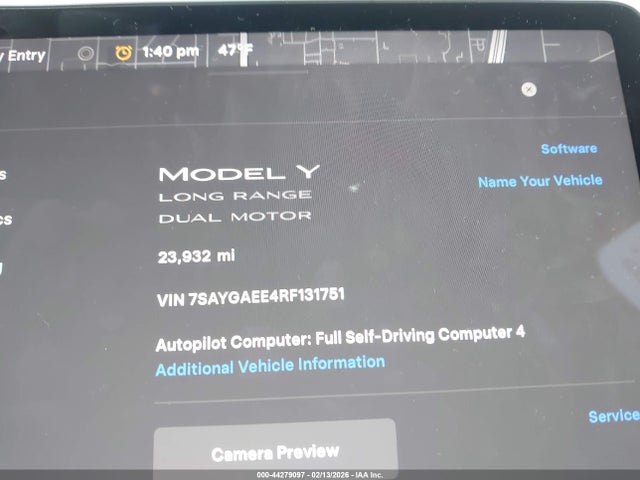 7SAYGAEE4RF131751 Tesla Model Y Long Range Dual Motor All-wheel Drive