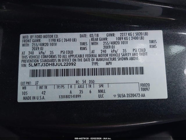 5LMTJ3DH8JUL22092 Lincoln Mkc Reserve