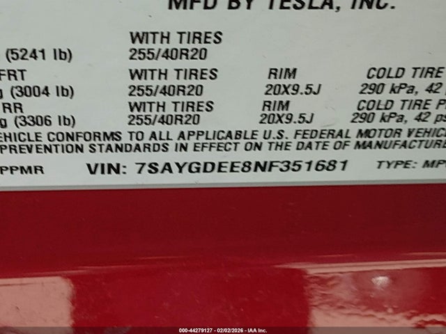 2022 TESLA MODEL Y 7SAYGDEE8NF351681 Photo 8