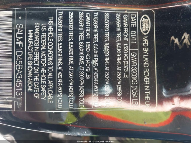 2011 LAND ROVER RANGE ROVER SALMF1D45BA345131 Photo 8