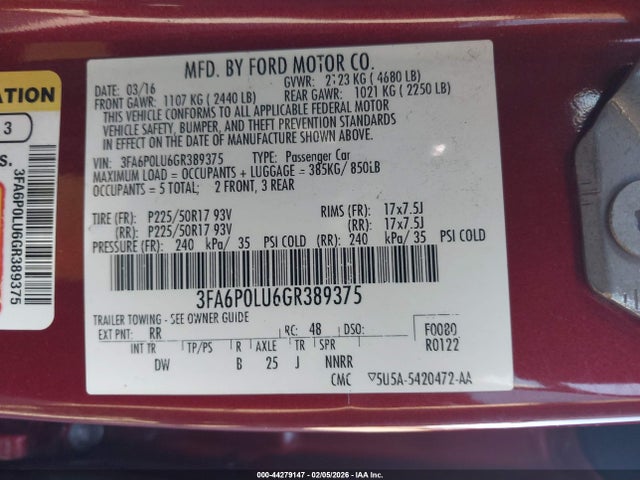 Ford Fusion Hybrid Se 2016 3FA6P0LU6GR389375 Image 9