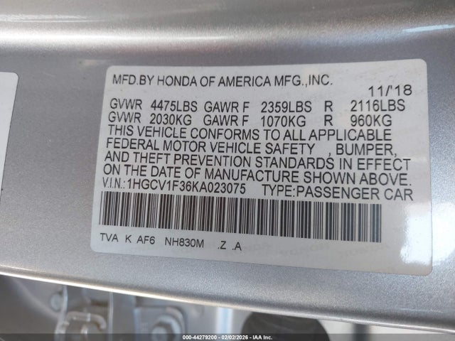 1HGCV1F36KA023075 Honda Accord Sport