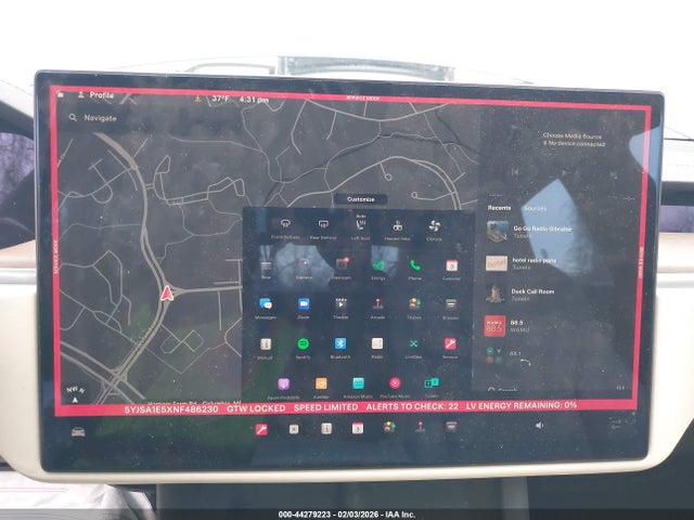 Продаж на аукціоні авто 2022 Tesla Model S Dual Motor All-wheel Drive, vin: 5YJSA1E5XNF486230, номер лоту: 44279223