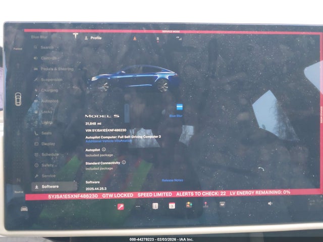 Продаж на аукціоні авто 2022 Tesla Model S Dual Motor All-wheel Drive, vin: 5YJSA1E5XNF486230, номер лоту: 44279223
