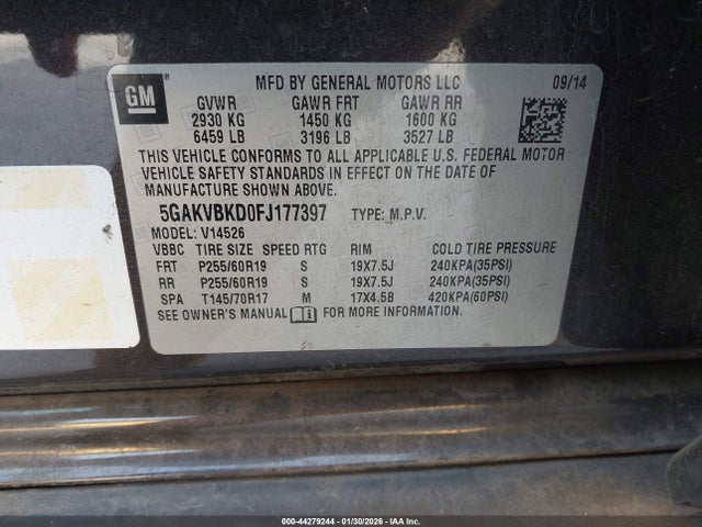 Buick Enclave Leather 2015 5GAKVBKD0FJ177397 Image 9