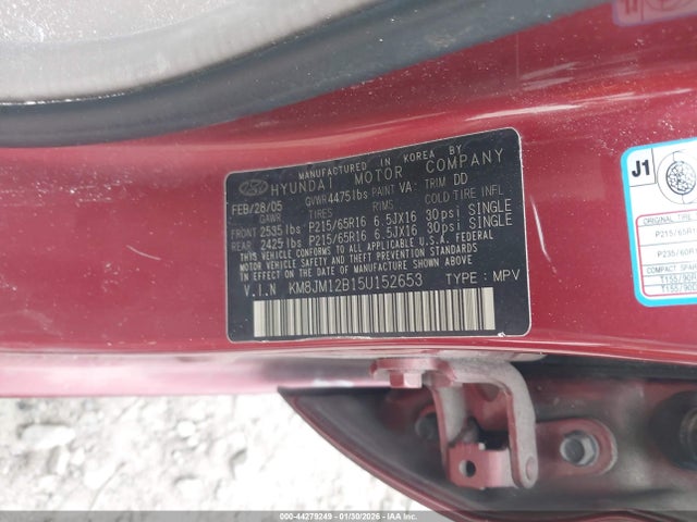 2005 HYUNDAI TUCSON KM8JM12B15U152653 Photo 8